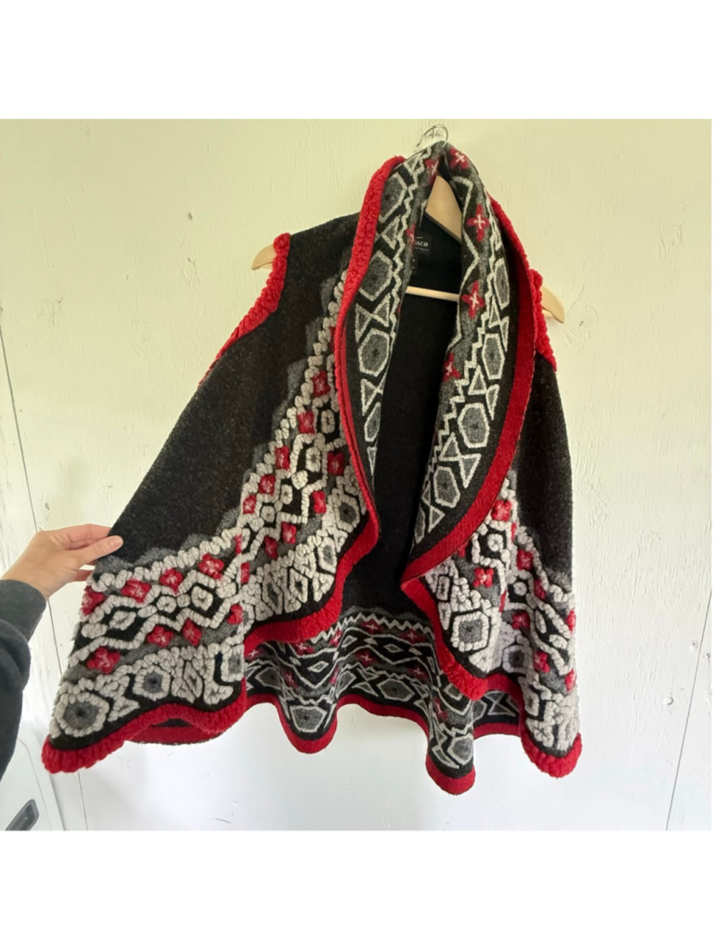 Montanaco Wool Blend Southwestern Draped Hooded Vest Size M/L/OS - Picture 4 of 7